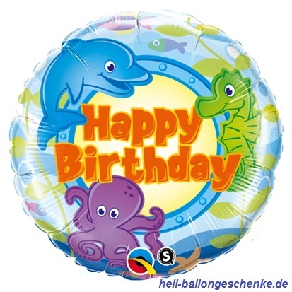 Folienballon "Birthday, Sea Creatures"