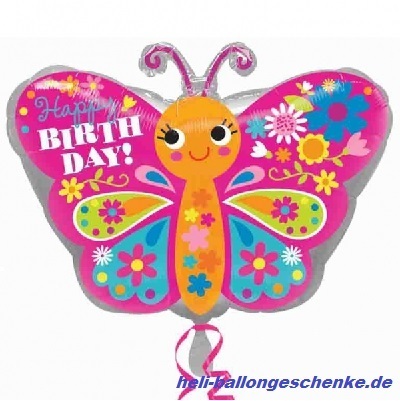 Folienballon "Happy Birthday Butterfly"
