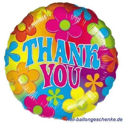 Folienballon "Thank You", Retro-Blumen