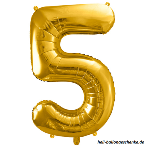 Folienballon XXL, gold "5" (fünf)